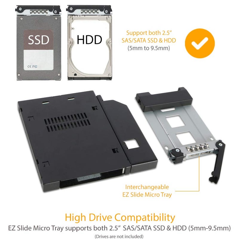 ICY DOCK 2.5â€ SATA/SAS HDD/SSD Rugged Full Metal Mobile Rack for Slim ODD or Slim FDD Bay | ToughArmor MB411SPO-B - Image 3